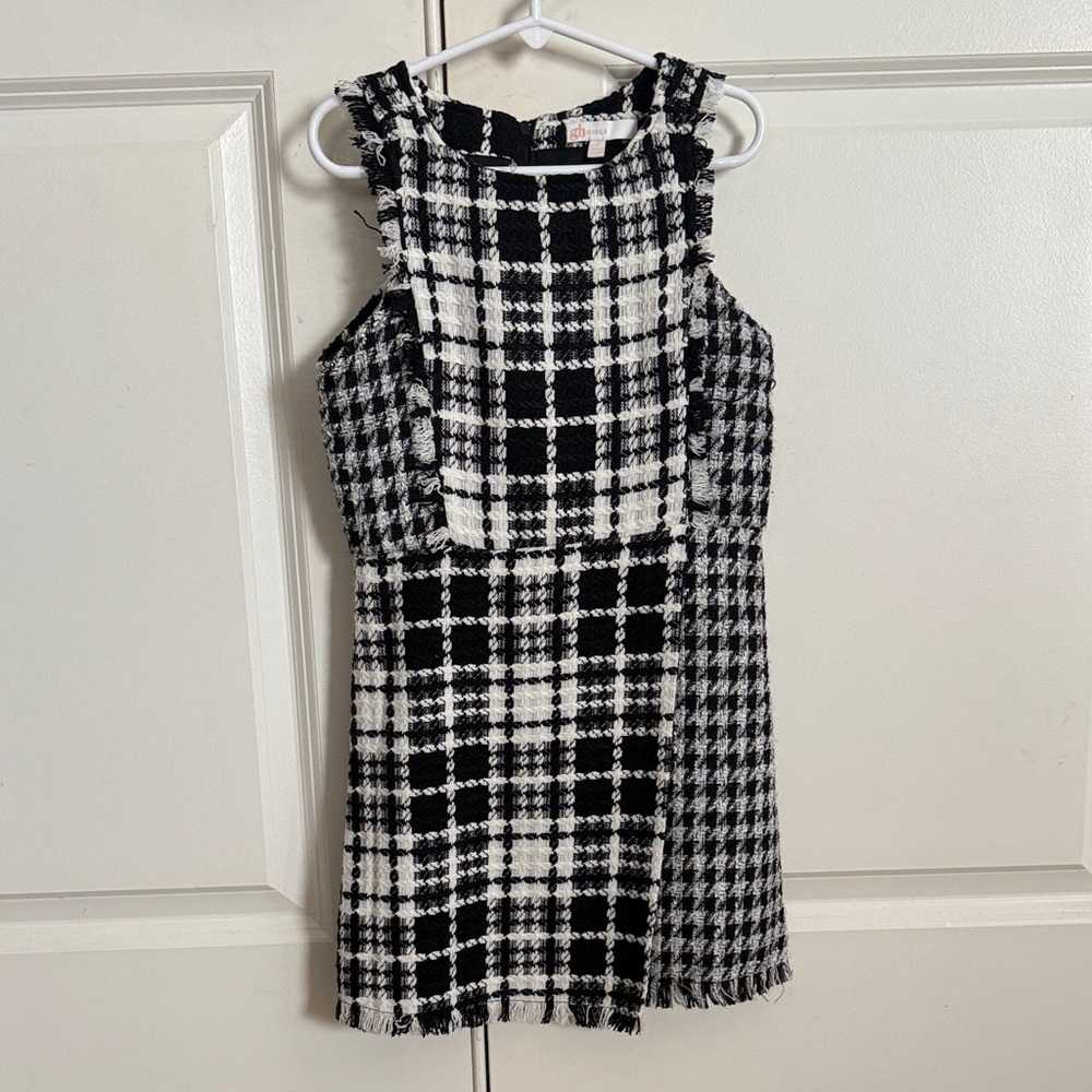 GB Girls Black and White Plaid Formal or Semi-Formal Dress